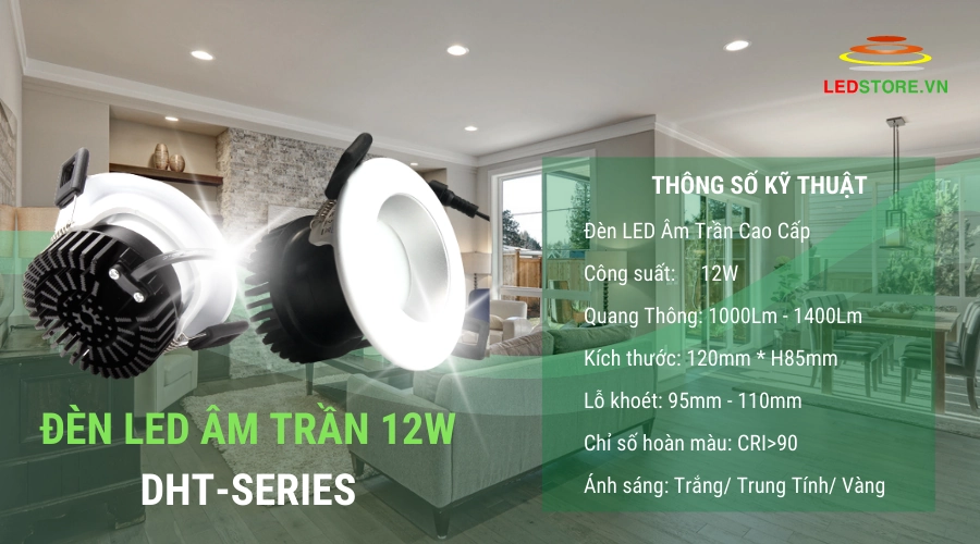 Đèn LED âm trần cao cấp 12W DHT12 - Series